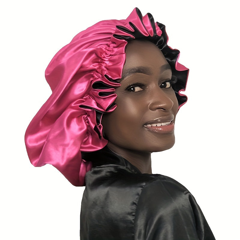 1pc Reversible Double Layer Satin Bonnet for Curly Hair, Soft and Comfortable Night Sleeping Cap for Women with Large Size